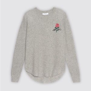 NEW Sandro 100% Wool Sweater with Embroidered Rose